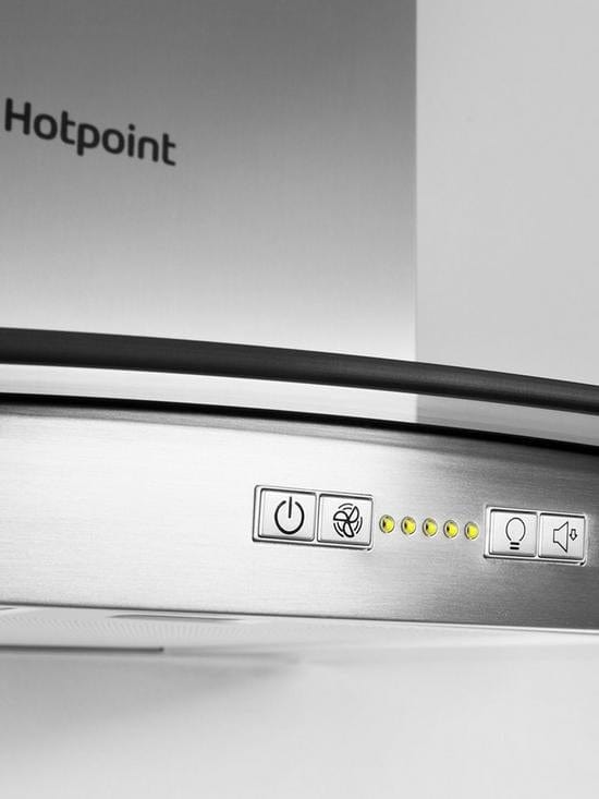 Hotpoint PHGC74FLMX 70cm Cooker Hood With Curved Glass Canopy - Stainless Steel | Atlantic Electrics - 39478040690911 