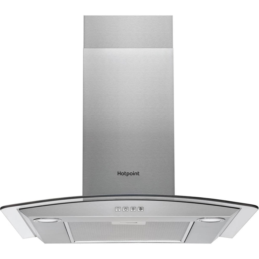 Hotpoint PHGC74FLMX 70cm Cooker Hood With Curved Glass Canopy - Stainless Steel - Atlantic Electrics - 39478040625375 