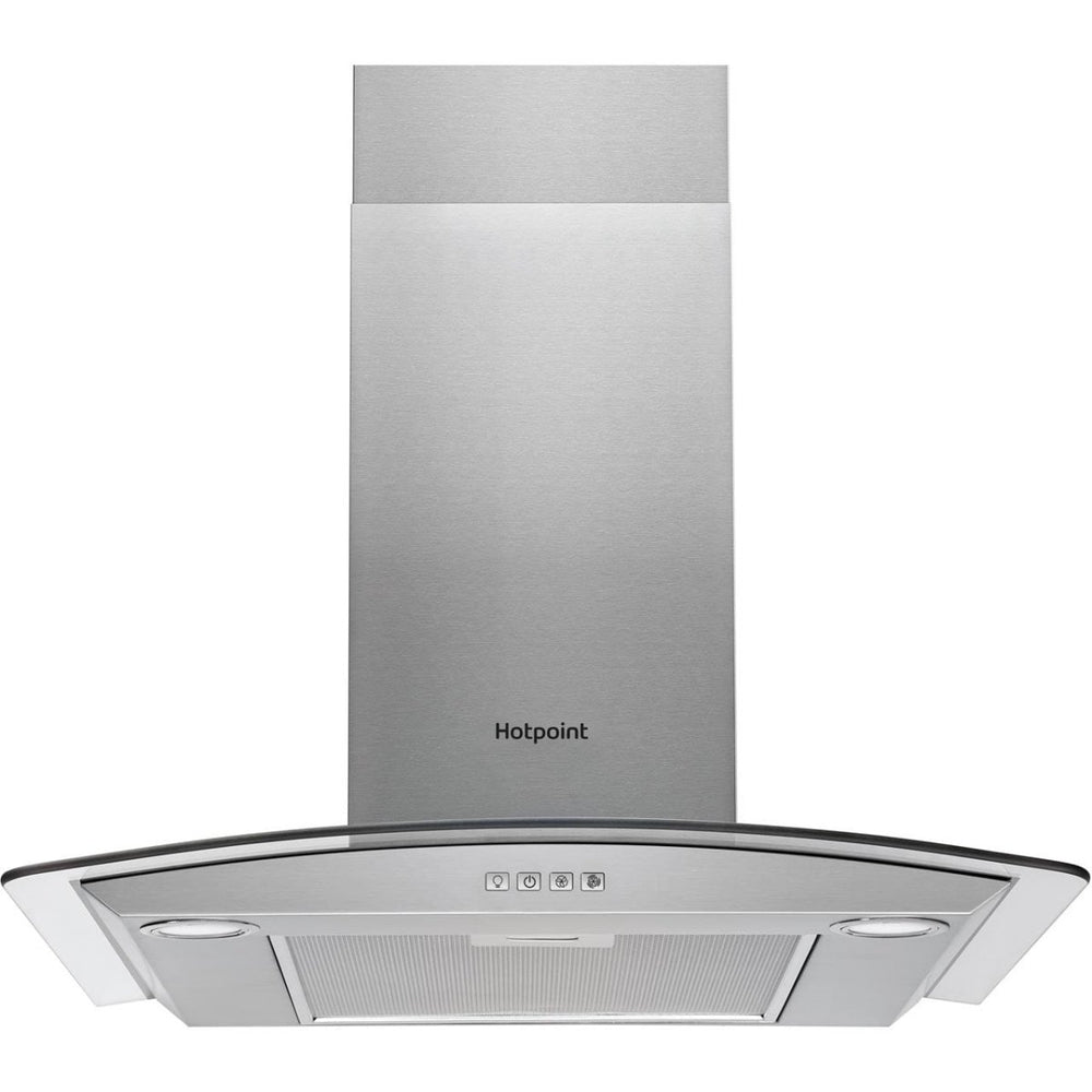 Hotpoint PHGC74FLMX 70cm Cooker Hood With Curved Glass Canopy - Stainless Steel | Atlantic Electrics - 39478040625375 