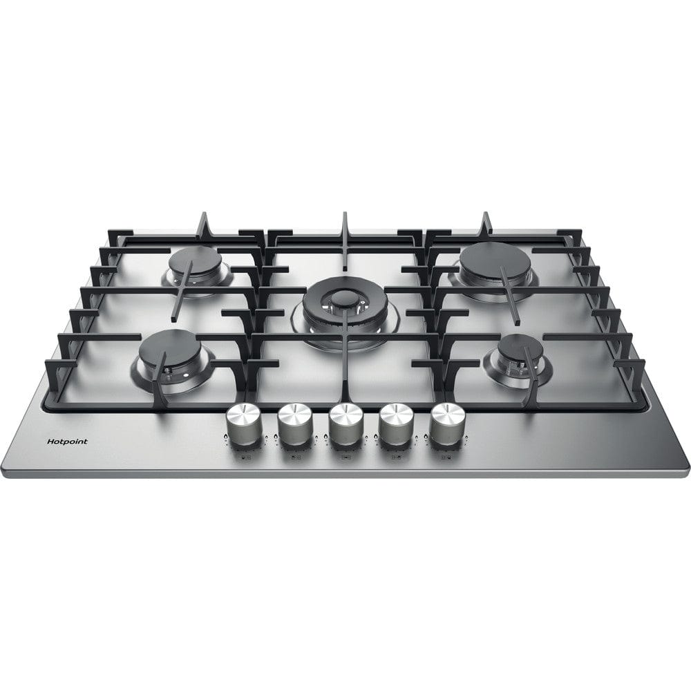 Hotpoint PPH75GDFIXUK 75cm 5 Burner Gas Hob in St-Steel | Atlantic Electrics - 39478043312351 