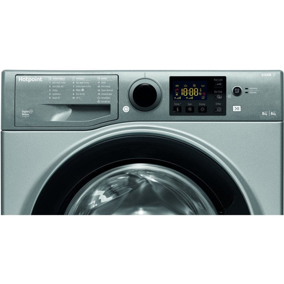 Hotpoint RDG8643GKUKN Futura 8kg Wash 6kg Dry 1400rpm Freestanding Washer Dryer Graphite | Atlantic Electrics - 39478043705567 