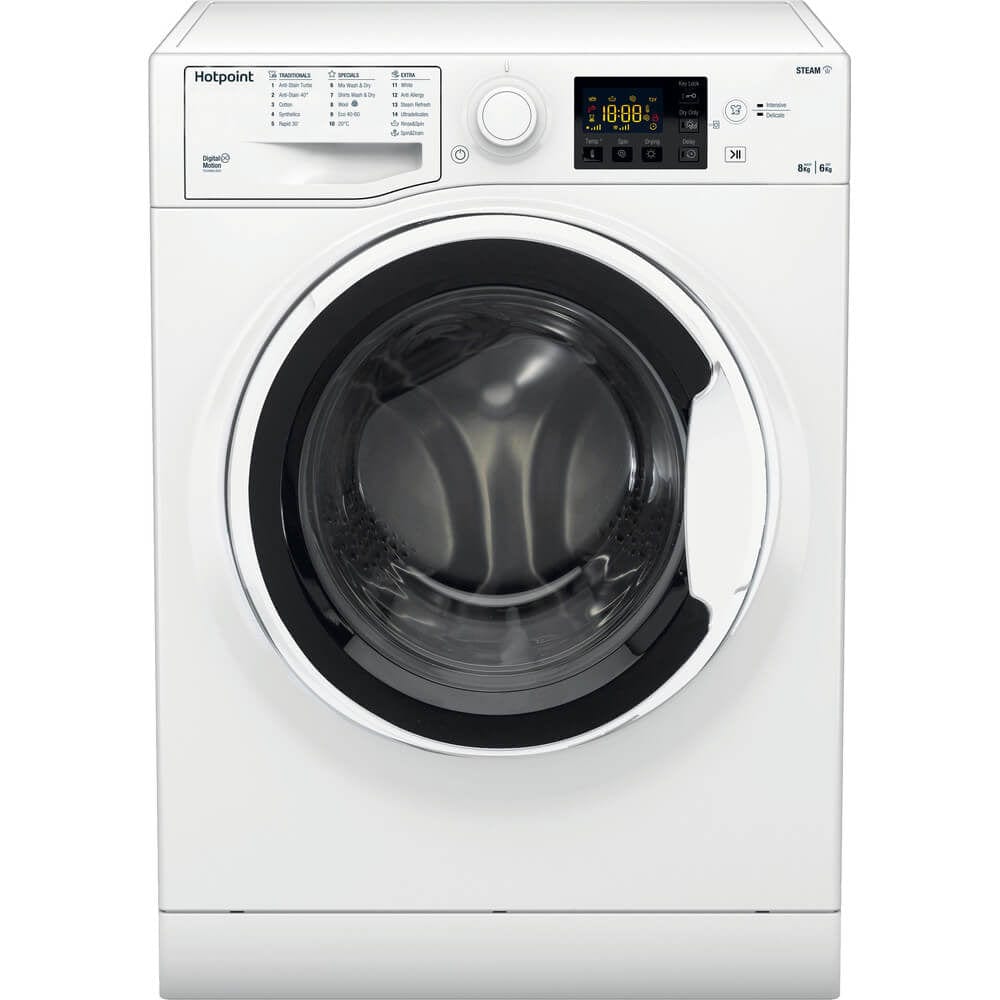 Hotpoint RDG8643WWUKN Futura 8kg Wash 6kg Dry 1400rpm Freestanding Washer Dryer - White - Atlantic Electrics - 39478044491999 