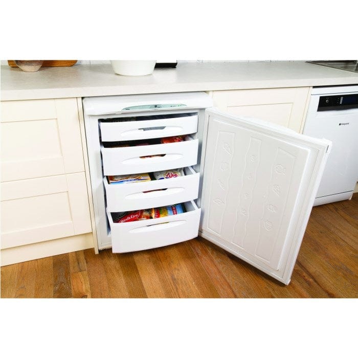 Hotpoint RZA36P1 90 Litre Freestanding Under Counter Freezer A+ Energy Rating 60cm Wide - White - Atlantic Electrics - 39478058844383 
