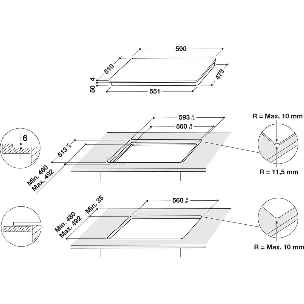 Hotpoint TQ1460SNE Touch Control 4 Zone Induction Hob - Black - Atlantic Electrics - 39478051471583 