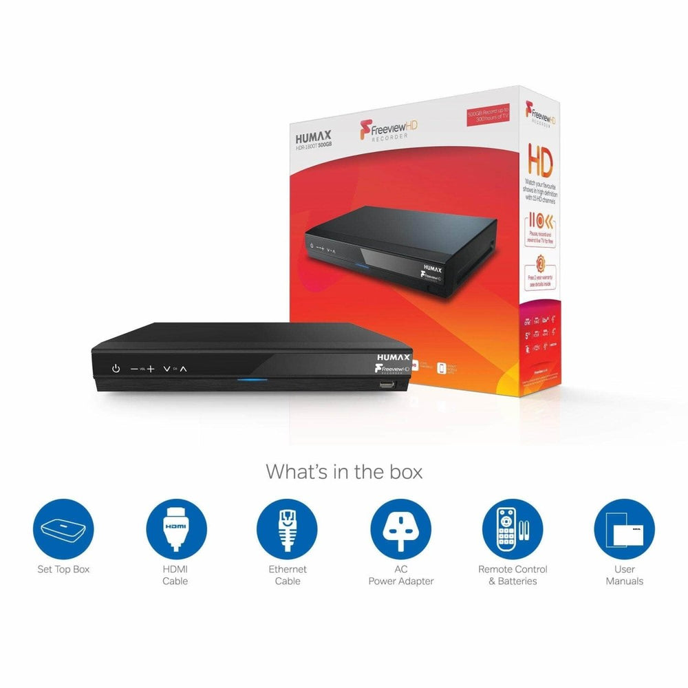 Humax HDR-1800T Freeview HD Recorder - 500GB - Black - Atlantic Electrics - 39478056485087 