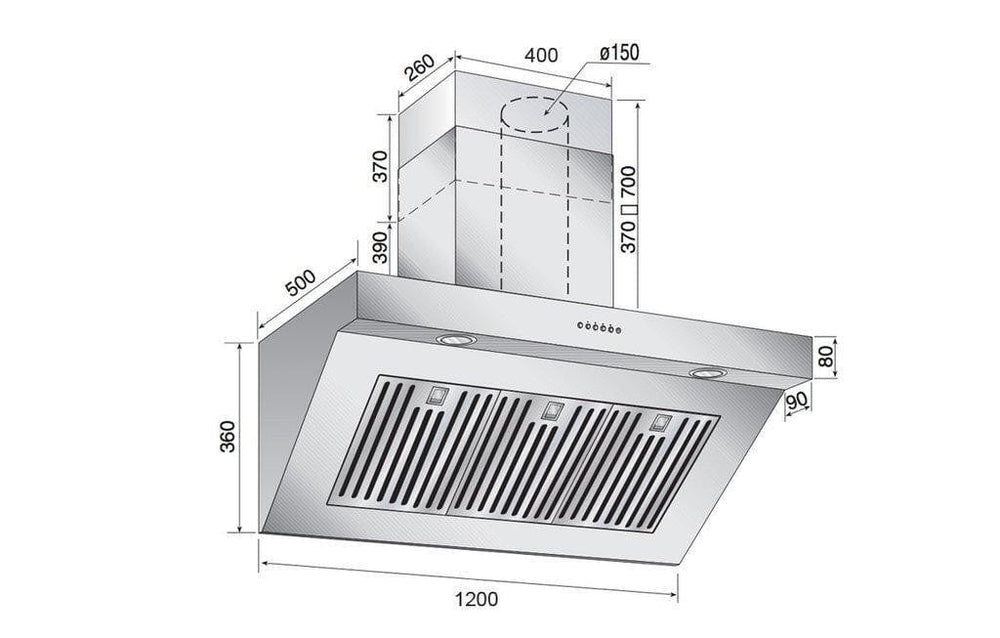 ILVE AGQ120-I Chimney Cooker Hood 120cm, Stainless Steel | Atlantic Electrics - 39478057369823 