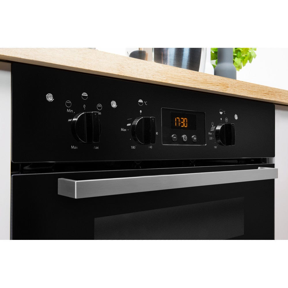 Indesit Aria IDU6340BL Built Under Double Oven With Feet - Black - B-B Rated - Atlantic Electrics - 39478059696351 