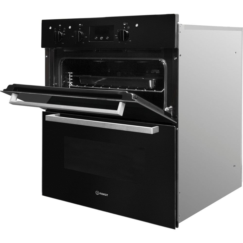 Indesit Aria IDU6340BL Built Under Double Oven With Feet - Black - B-B Rated - Atlantic Electrics - 39478059794655 