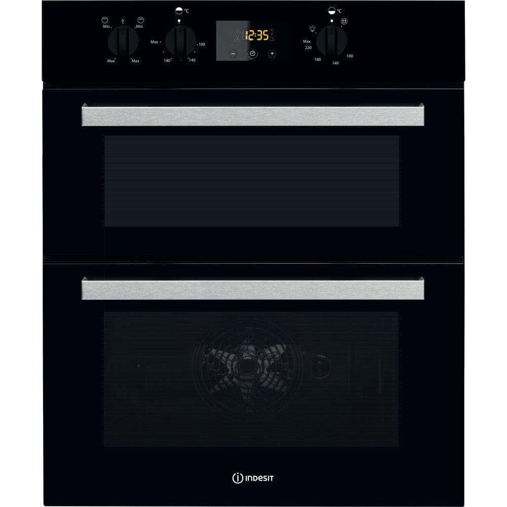Indesit Aria IDU6340BL Built Under Double Oven With Feet - Black - B-B Rated - Atlantic Electrics - 39478059630815 