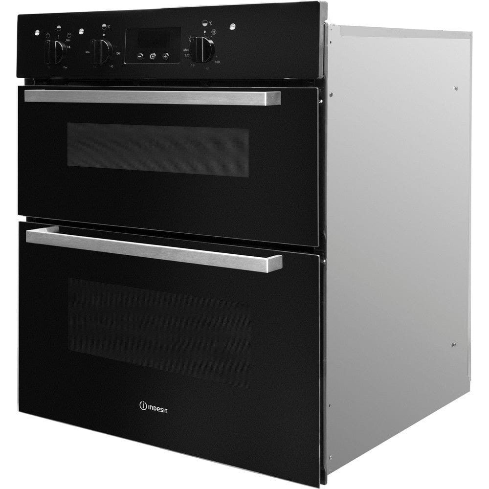 Indesit Aria IDU6340BL Built Under Double Oven With Feet - Black - B-B Rated - Atlantic Electrics - 39478059827423 