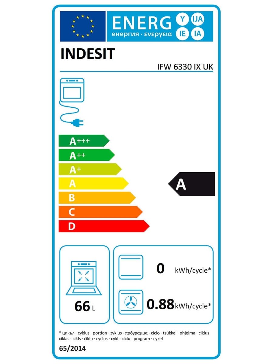 Indesit Aria IFW6330IX Built In Electric Single Oven 66 litre - Stainless Steel - A Rated | Atlantic Electrics - 39478060810463 