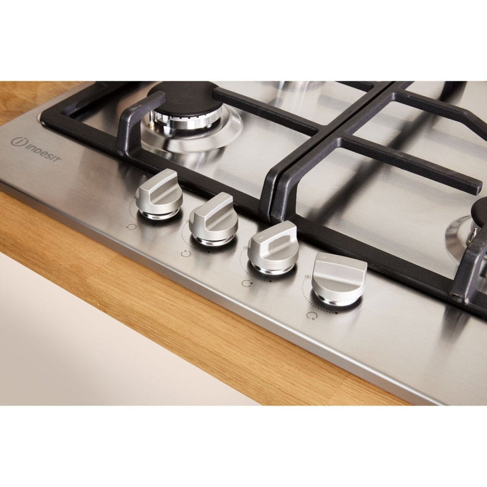 Indesit Aria THP641WIXI 59cm Gas Hob - Stainless Steel | Atlantic Electrics - 39478061662431 