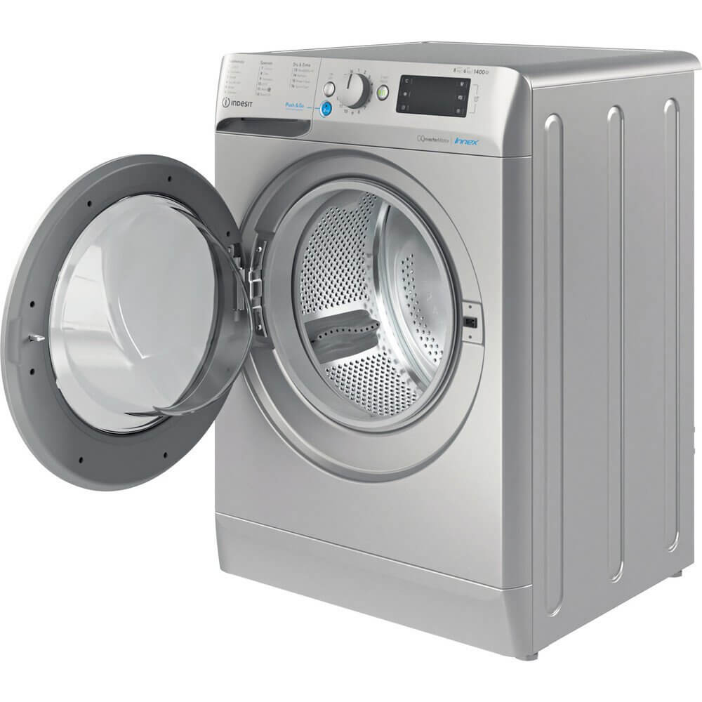 Indesit BDE86436XSUKN 8kg Wash 6kg Dry 1400rpm Freestanding Washer Dryer - Silver - Atlantic Electrics - 39709112369375 