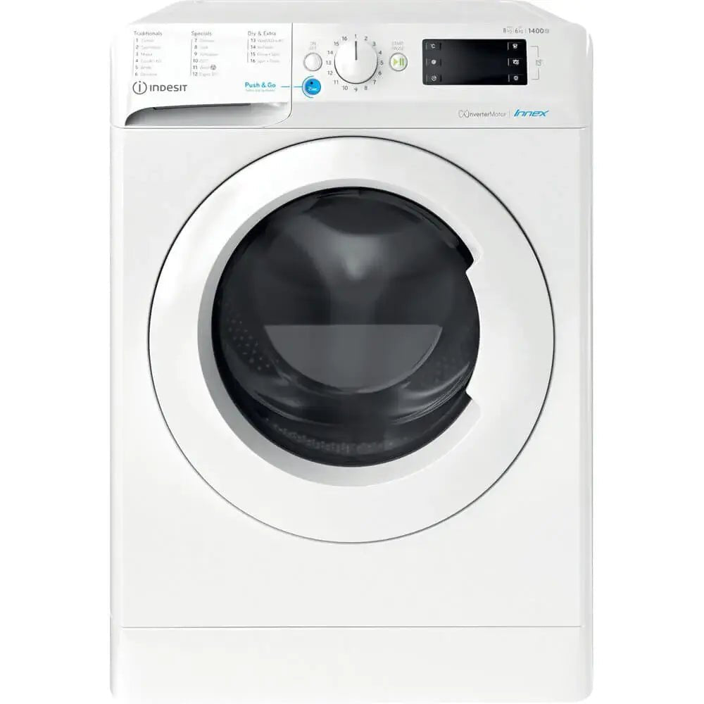 Indesit BDE86436XWUKN 8kg Wash 6kg Dry 1400rpm Freestanding Washer Dryer - White - Atlantic Electrics - 39709111976159 