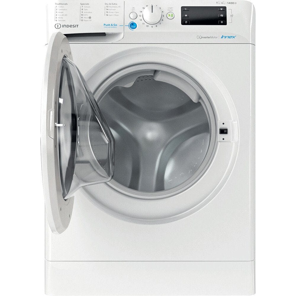 Indesit BDE96436XWUKN 9Kg / 6Kg Washer Dryer With 1400 Rpm - White - Atlantic Electrics - 39478069952735 