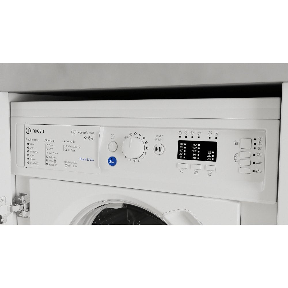 Indesit BIWDIL861284 8kg Wash 6kg Dry Integrated Washer Dryer With Quiet Inverter Motor | Atlantic Electrics - 39478069362911 