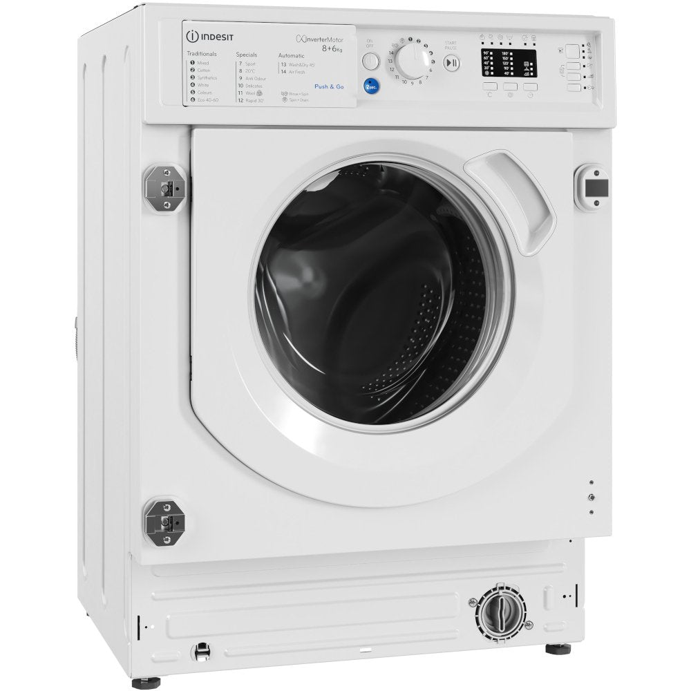 Indesit BIWDIL861485UK 8kg/6kg 1400rpm Integrated Washer Dryer - White - Atlantic Electrics - 40560948281567 