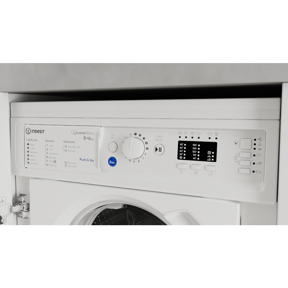 Indesit BIWDIL861485UK 8kg/6kg 1400rpm Integrated Washer Dryer - White - Atlantic Electrics - 40560948445407 