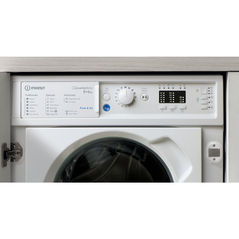 Indesit BIWDIL861485UK 8kg/6kg 1400rpm Integrated Washer Dryer - White | Atlantic Electrics