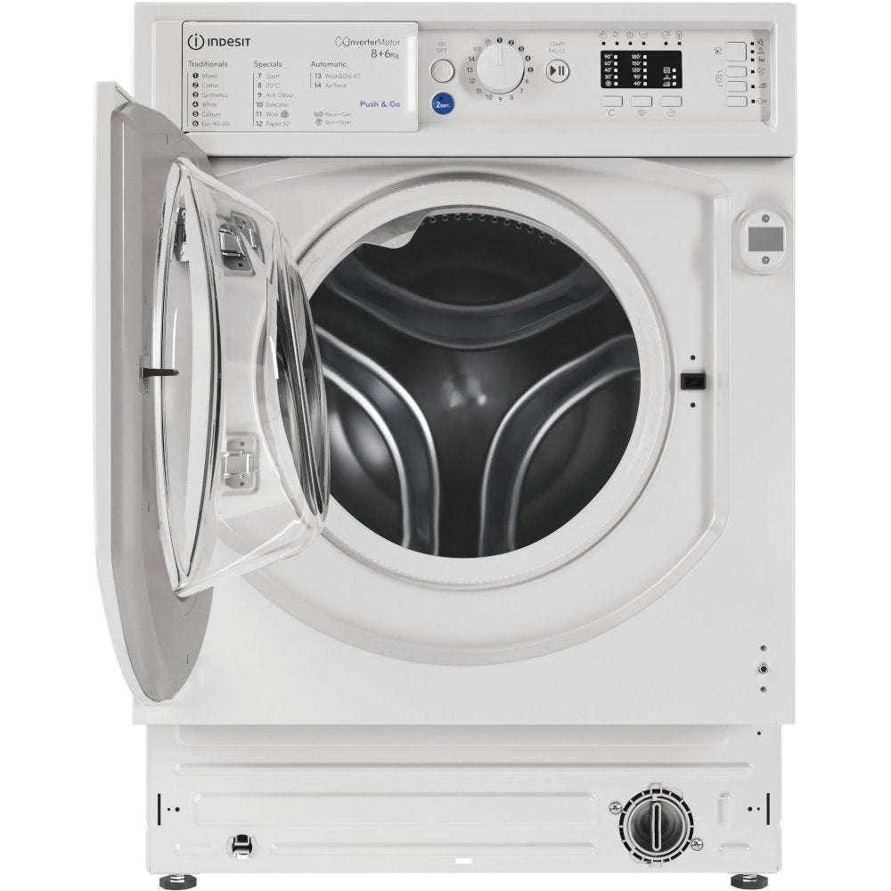Indesit BIWDIL861485UK 8kg/6kg 1400rpm Integrated Washer Dryer - White - Atlantic Electrics - 40560948314335 