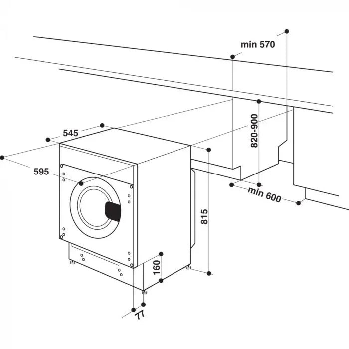 Indesit BIWMIL91485UK 9kg 1400rpm Integrated Washing Machine - White | Atlantic Electrics - 40598280405215 