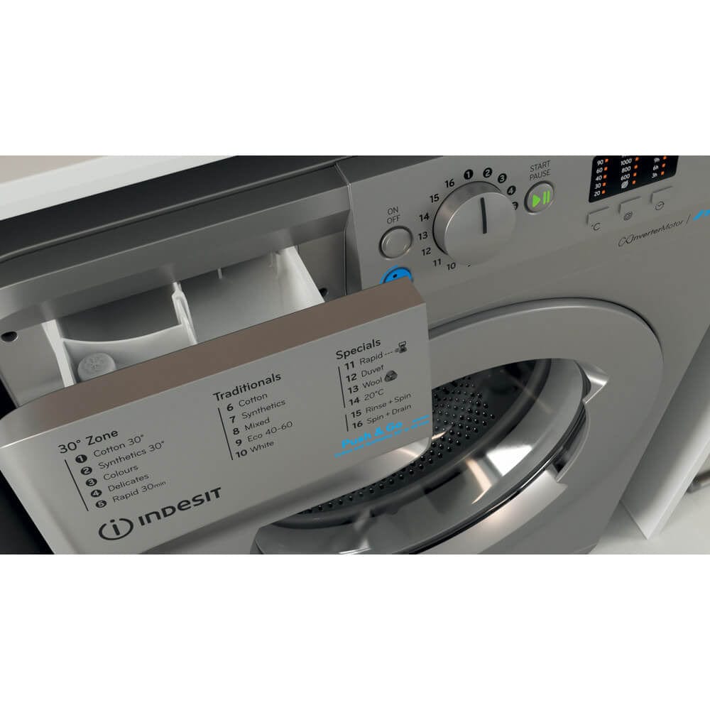Indesit BWA81485XSUK Washing Machine 1400rpm 8Kg Silver - Atlantic Electrics - 39478070542559 