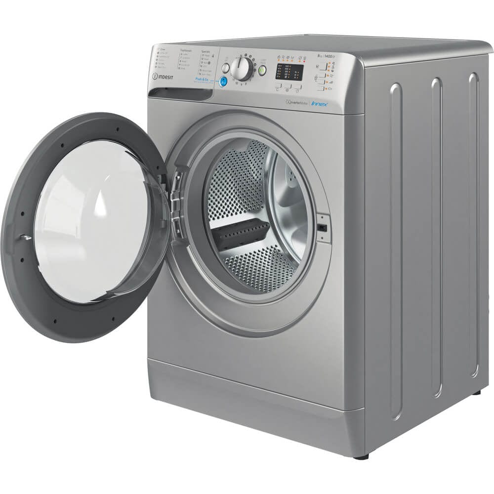 Indesit BWA81485XSUK Washing Machine 1400rpm 8Kg Silver - Atlantic Electrics - 39478070771935 