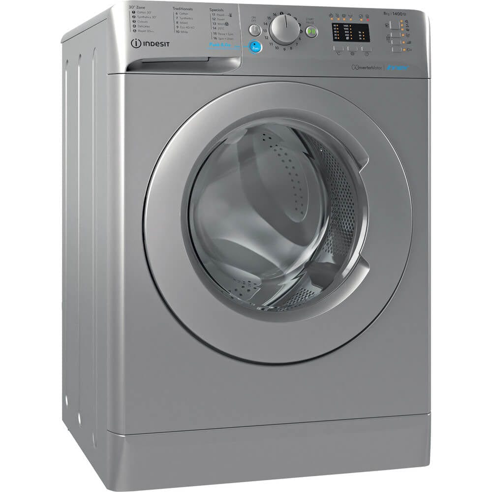 Indesit BWA81485XSUK Washing Machine 1400rpm 8Kg Silver - Atlantic Electrics - 39478070739167 