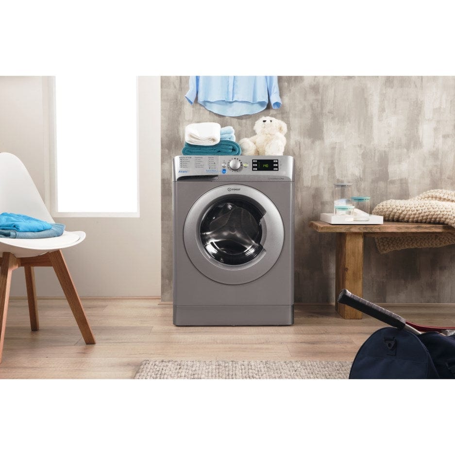 Indesit BWE91484 Freestanding Washing Machine 9kg Load 1400rpm Spin, Silver | Atlantic Electrics - 39478067953887 