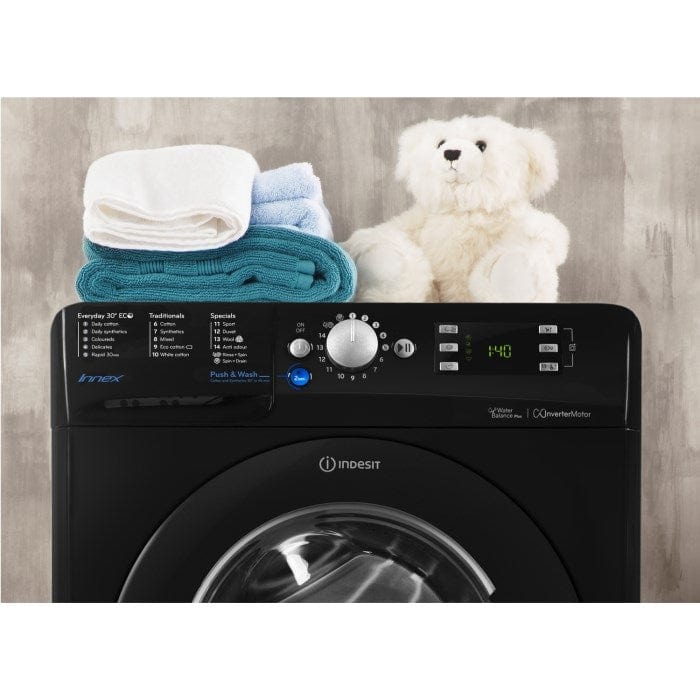Indesit BWE91484XK 9Kg Washing Machine with 1400 rpm - Black | Atlantic Electrics