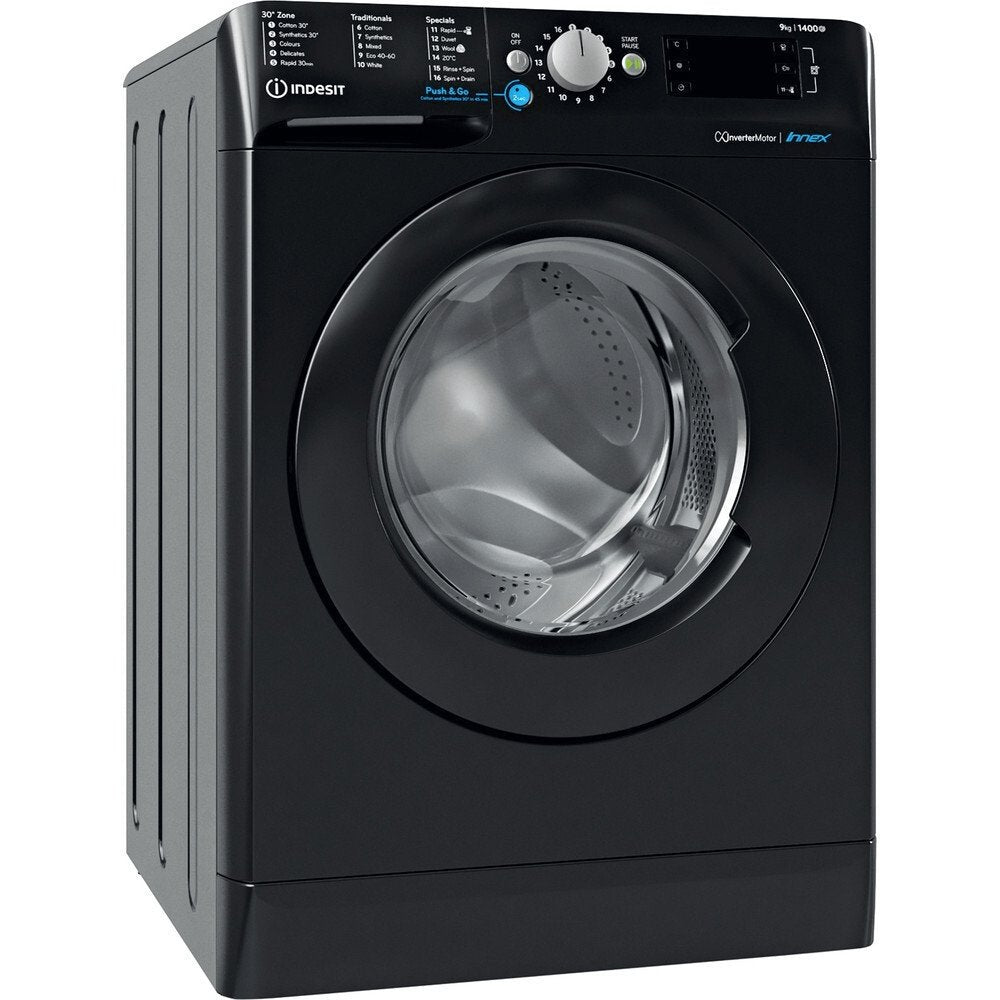Indesit BWE91496XKUKN 9kg Washing Machine 1400 rpm, 59.5cm Wide - Black - Atlantic Electrics - 39478070051039 