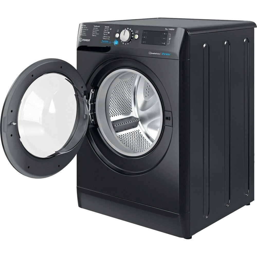 Indesit BWE91496XKUKN 9kg Washing Machine 1400 rpm, 59.5cm Wide - Black - Atlantic Electrics - 39478070116575 