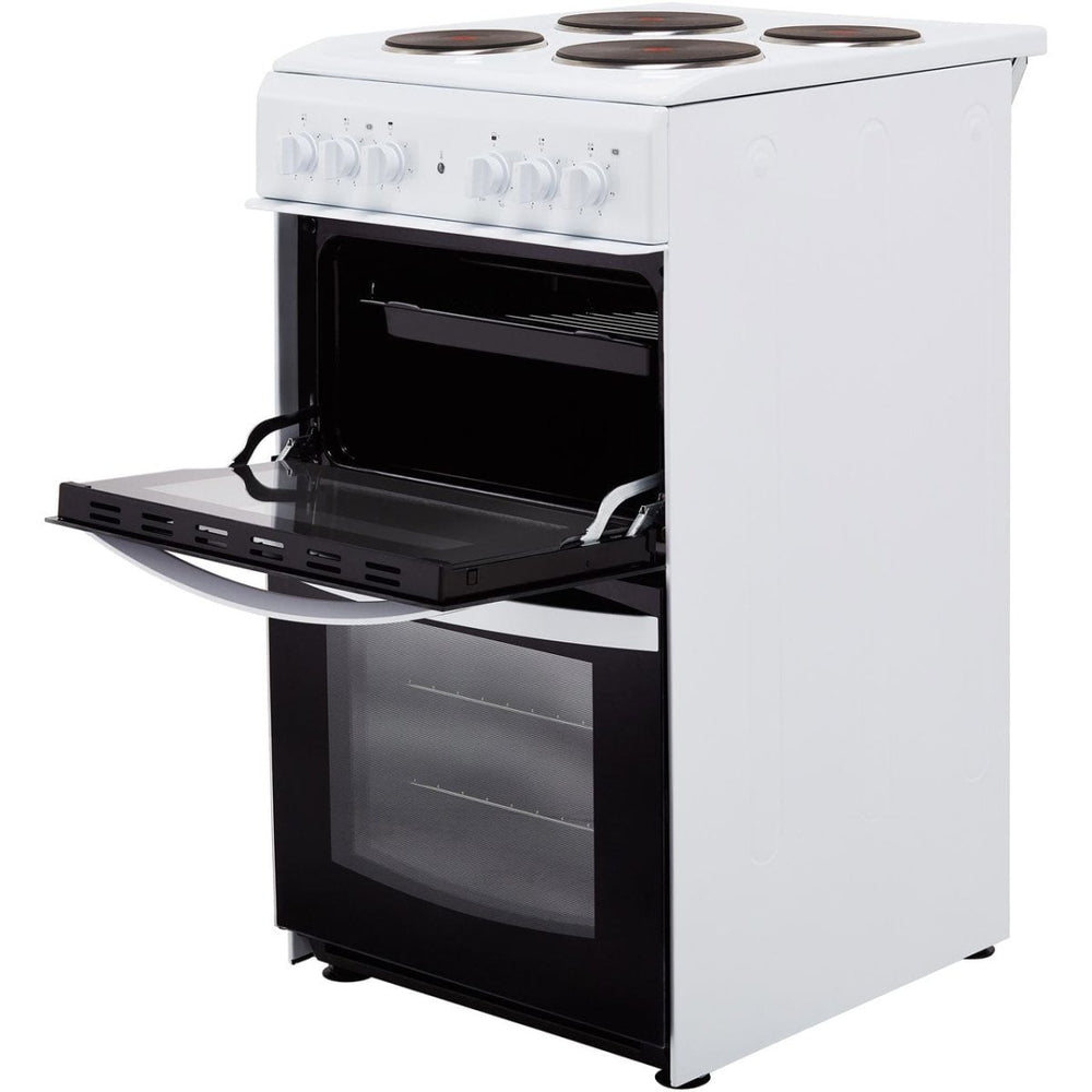 Indesit Cloe ID5E92KMW 50cm Electric Cooker with Solid Plate Hob - White - A Rated - Atlantic Electrics - 39478071197919 