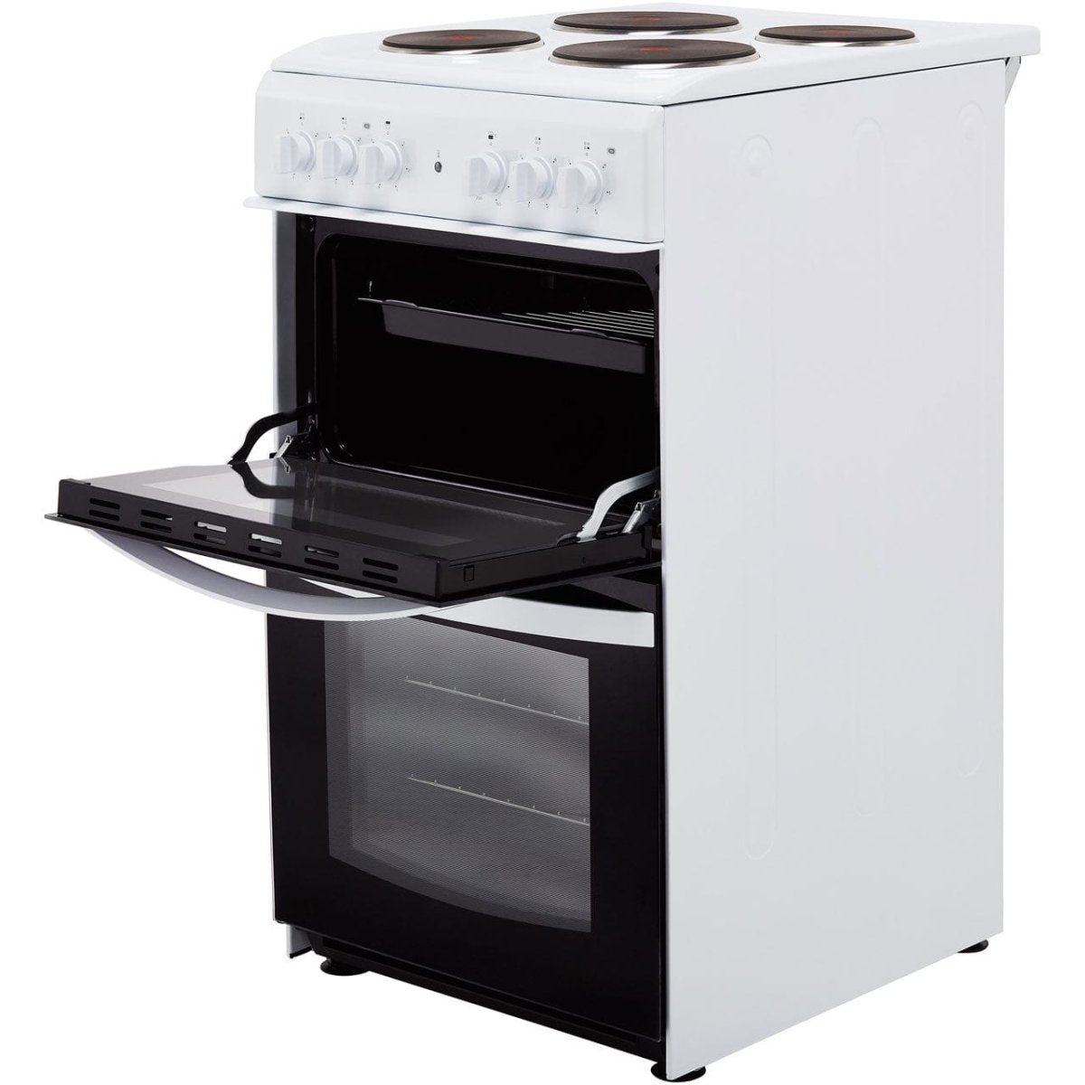 Indesit Cloe ID5E92KMW 50cm Electric Cooker with Solid Plate Hob - White - A Rated | Atlantic Electrics