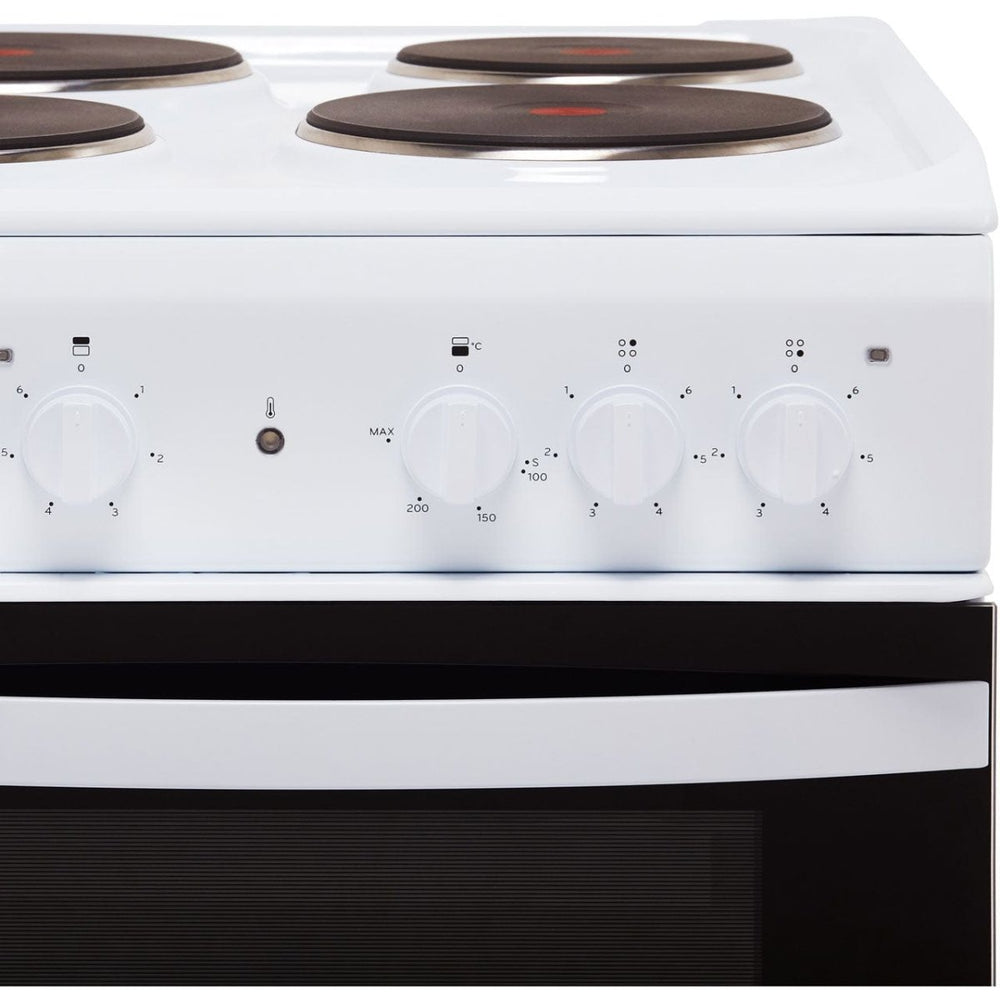 Indesit Cloe ID5E92KMW 50cm Electric Cooker with Solid Plate Hob - White - A Rated - Atlantic Electrics - 39478071361759 