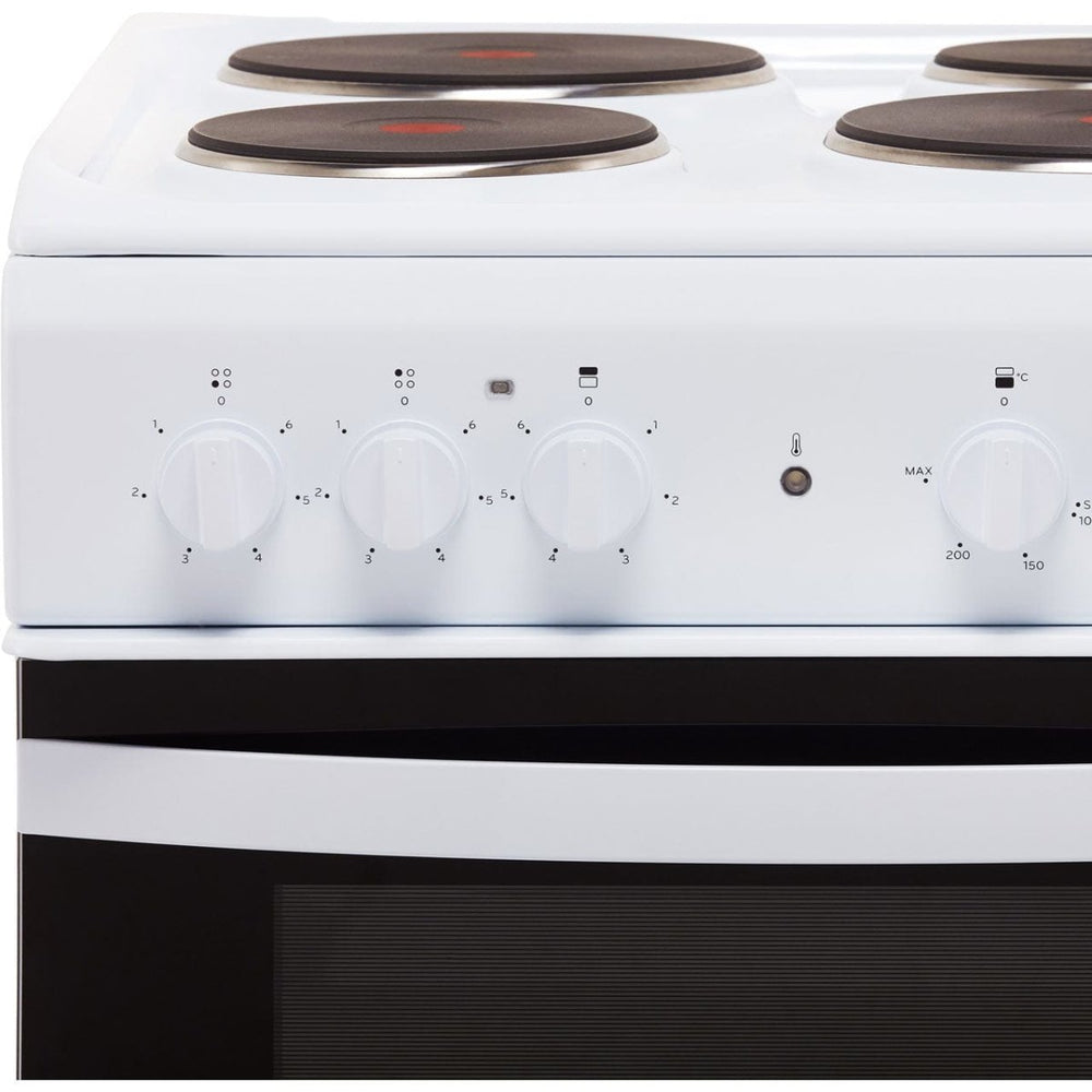 Indesit Cloe ID5E92KMW 50cm Electric Cooker with Solid Plate Hob - White - A Rated - Atlantic Electrics - 39478071328991 
