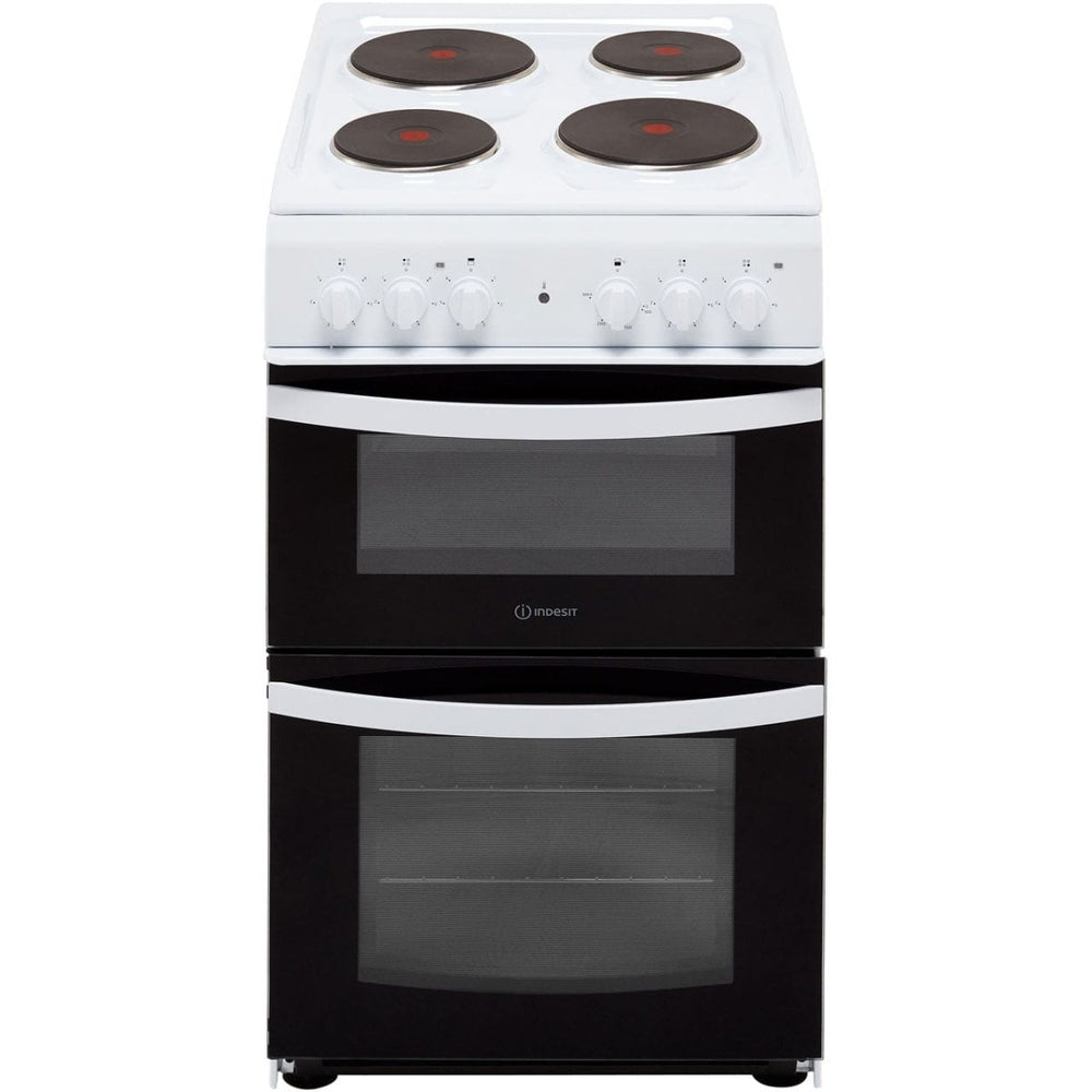 Indesit Cloe ID5E92KMW 50cm Electric Cooker with Solid Plate Hob - White - A Rated - Atlantic Electrics - 39478071132383 