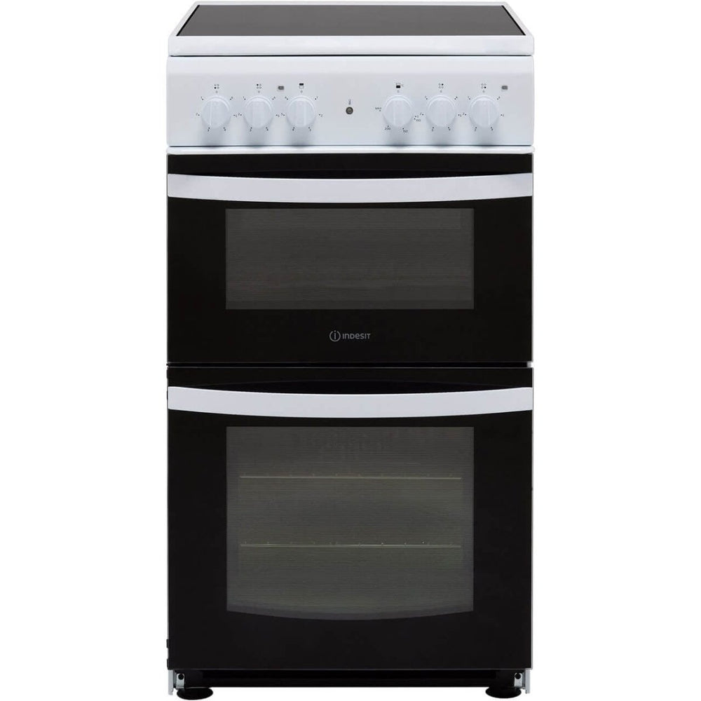 Indesit Cloe ID5V92KMW Twin Cavity Electric Cooker with Ceramic Hob - White - A Rated - Atlantic Electrics - 39478072803551 