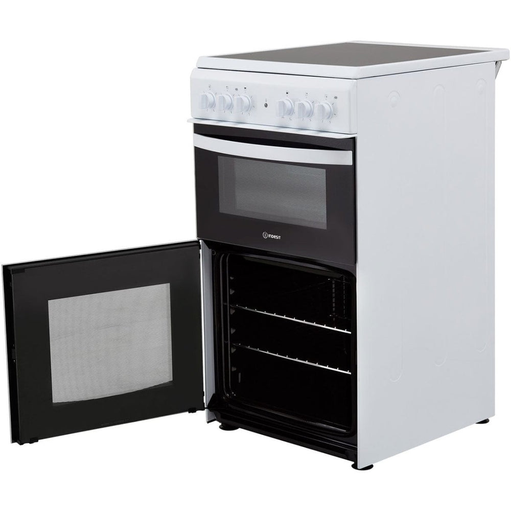 Indesit Cloe ID5V92KMW Twin Cavity Electric Cooker with Ceramic Hob - White - A Rated - Atlantic Electrics - 39478072901855 