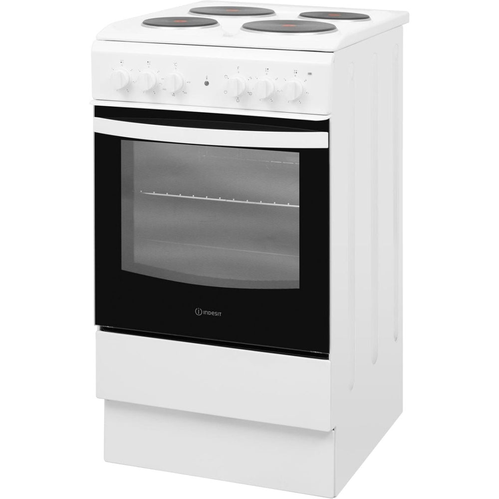 Indesit Cloe IS5E4KHW 50cm Electric Cooker with Solid Plate Hob - White | Atlantic Electrics - 39478073819359 