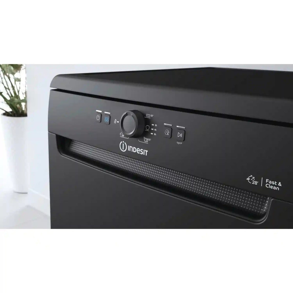 Indesit D2FHK26BUK 14 Place Settings Freestanding Dishwasher - Black | Atlantic Electrics