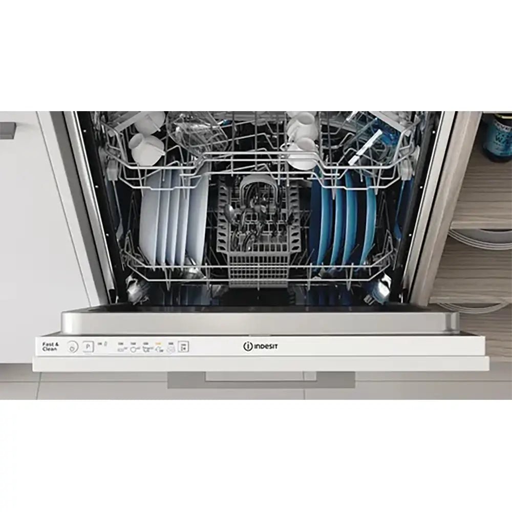 Indesit D2IHL326 Fully Integrated Standard Dishwasher, 14 Place Settings, 59.8cm Wide - White Control Panel - Atlantic Electrics - 40157593501919 