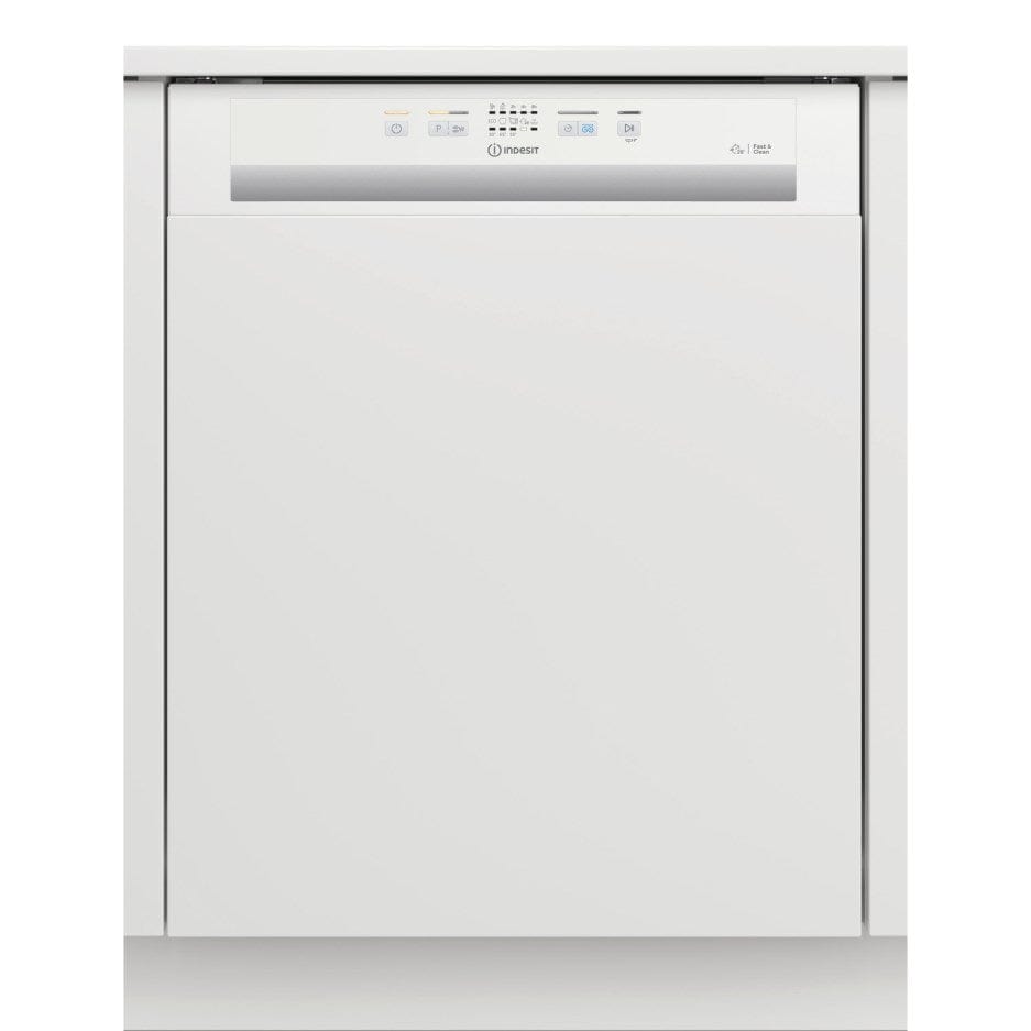 Indesit DBE2B19UK Semi Integrated Standard Dishwasher - White Control Panel with Fixed Door Fixing Kit - Atlantic Electrics - 39478072475871 