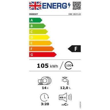 Indesit DBE2B19UK Semi Integrated Standard Dishwasher - White Control Panel with Fixed Door Fixing Kit - Atlantic Electrics - 39478072508639 