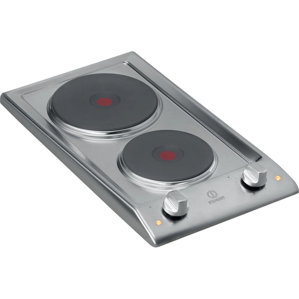 Indesit DP2EIX Electric Hob, Domino Solid Plate, 28.8cm Wide - Stainless Steel | Atlantic Electrics