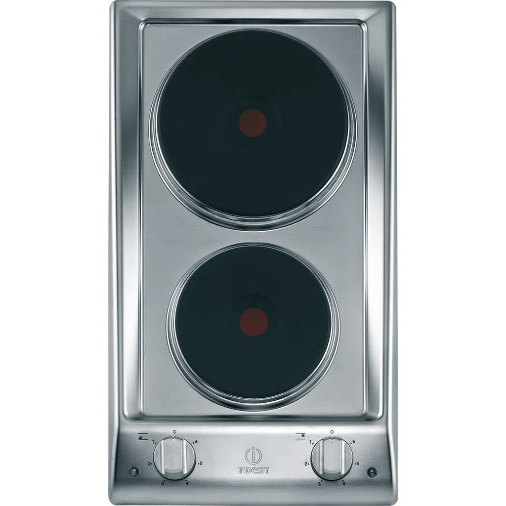 Indesit DP2EIX Electric Hob, Domino Solid Plate, 28.8cm Wide - Stainless Steel | Atlantic Electrics - 39478074933471 