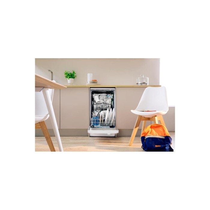 Indesit DSFE1B10S 10 Place Slimline Freestanding Dishwasher with Quick Wash - Silver | Atlantic Electrics