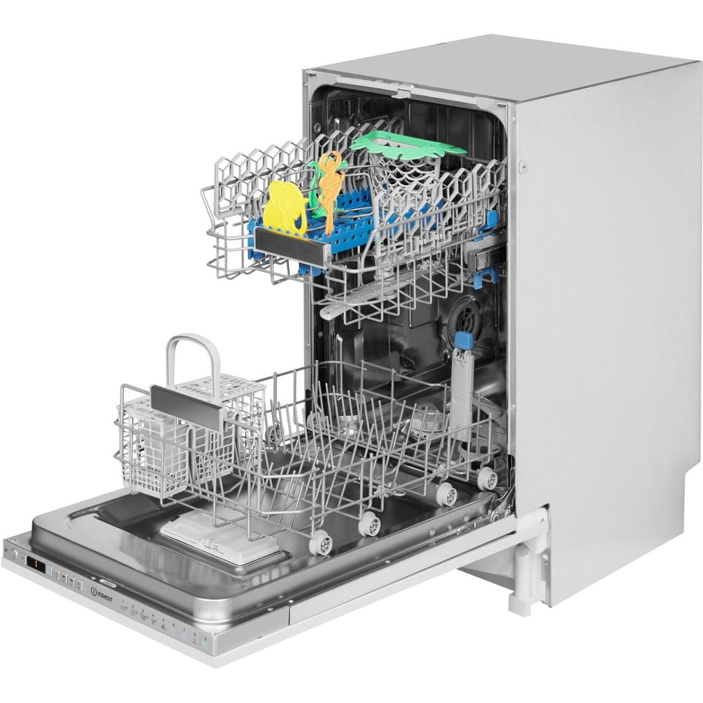 Indesit DSIO3T224EZUK Fully Integrated Slimline Dishwasher - Silver Control Panel with Fixed Door Fixing Kit - A++ Rated | Atlantic Electrics - 39478077685983 
