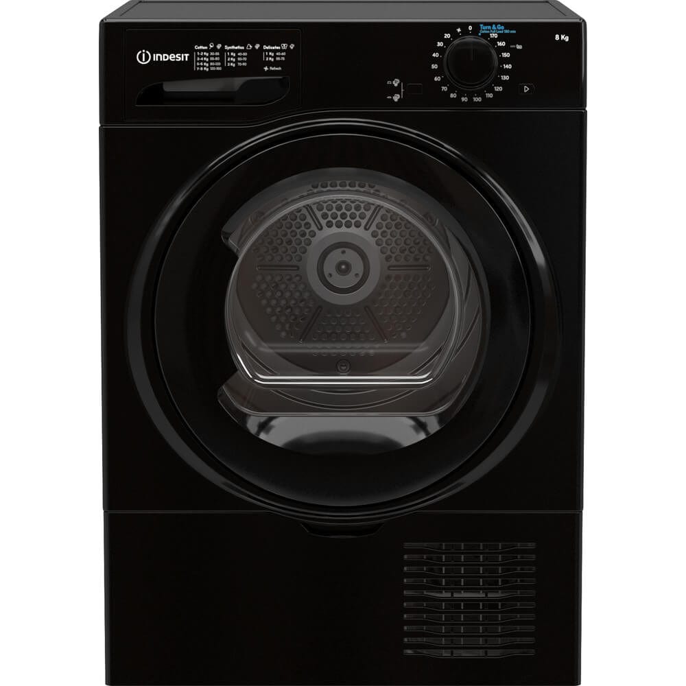 Indesit I2D81BUK 8Kg Freestanding Condenser Tumble Dryer Black | Atlantic Electrics - 39478079586527 