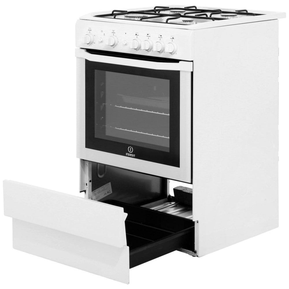 INDESIT I6GG1W 60cm Gas Cooker with Single Oven - White - Atlantic Electrics - 39478081749215 